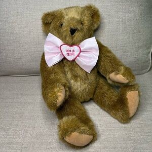 Vermont It’s A Girl Pink Now Tie Brown Teddy Bear Soft Gift 15inch